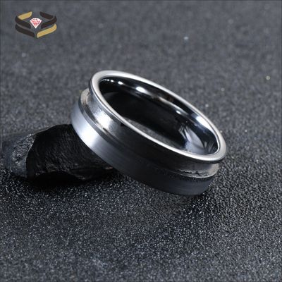 Engravable Channel Setting Flat Tungsten Carbide Blank Ring 8mm For Inlay Matte Finished Offset Groove Other Pearl Type