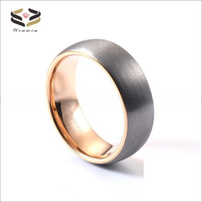 Other Diamond Shape 8mm Two Tone Tungsten Rings for Men Women Gold Wedding Band Black Rose Gold Blue Domed Style Comfort Fit