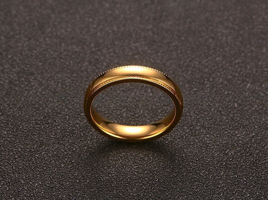 Women Men Gold Wedding Stainless Steel Rings 4mm High Polish Plain Gear Wheel Step Edges