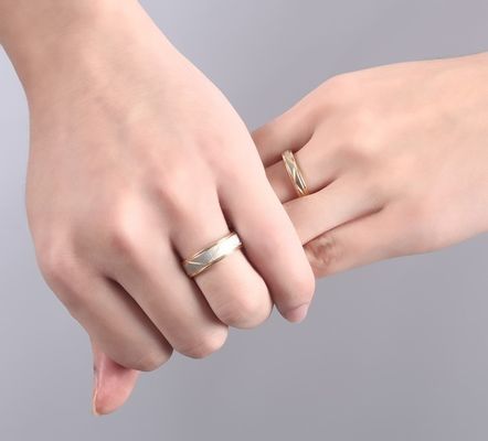 Wedding Stainless Steel Gold Couples Promise Rings 6mm Men And 4mm Women Third Party Appraisal