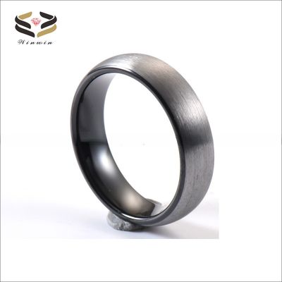 6mm Two Tone Silver Black Plate Domed Brushed Tungsten Carbide Wedding Rings for Men Women Comfort Fit Stylish and Durable