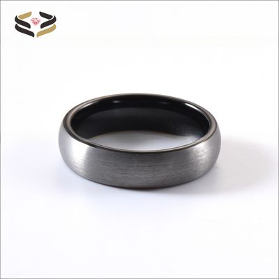 6mm Two Tone Silver Black Plate Domed Brushed Tungsten Carbide Wedding Rings for Men Women Comfort Fit Stylish and Durable