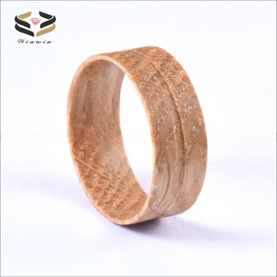 Unisex 6mm 8mm Flat Edge Whiskey Barrel Wood Wooden Ring Cores For Inlay Blank Ring with Channel Setting Technology Custom