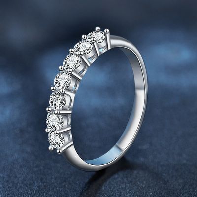 Round Cut 925 Sterling Silver Wedding Ring Moissanite Eternity Promise Ring For Woman