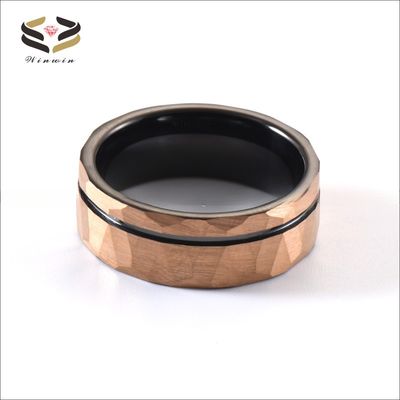 Jewelry Main Material Tungsten 8mm Black Rose Gold Faceted Ring for Geometric Engagement and Anniversary