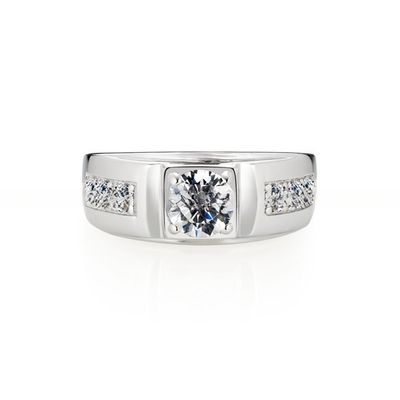1Ct Solitaire Diamond Zircon S925 Sterling Silver Rings Round For Unisex Engagement Anniversary