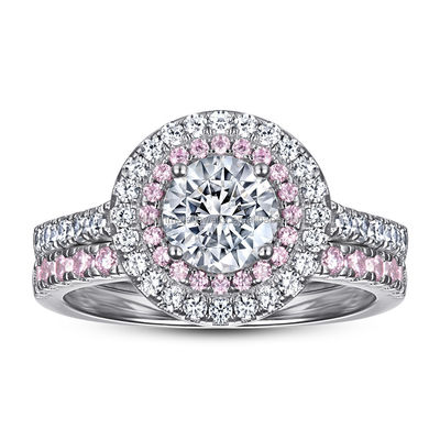 925 Sterling Silver Bridal Ring Sets Round Cut CZ Engagement Wedding Rings For Her