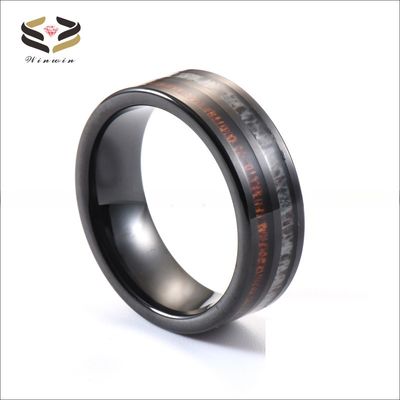 Channel Setting Inlay Technology 8mm Tungsten Carbide Koa Wood Antler Ring for Men and Women Wedding Band Jewelry