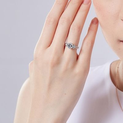 Round Cut CZ Eternity 925 Sterling Silver Wedding Band for Women Gifts