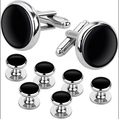 Brass Mens Cufflinks And Studs Set For Tuxedo Formal Kit Business Wedding Shirt