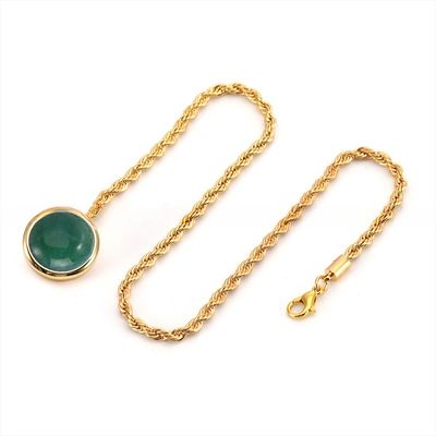 Wedding Men Suit Lapel Pin Brooches With Chain Blue Sandstone Malachite Inlay