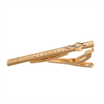 Invisible Setting Inlay Men'S Tie Bar Clip With IP Gold Plating Baked Enamel