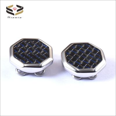 Carbon Fiber Inlay Cufflinks Tie Clips Button Covers For Men Dress Shirt And Tux Shirt