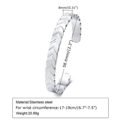 Stainless Steel Arrows Open Metal Cuff Bangle Silver or Black for Boys and Men