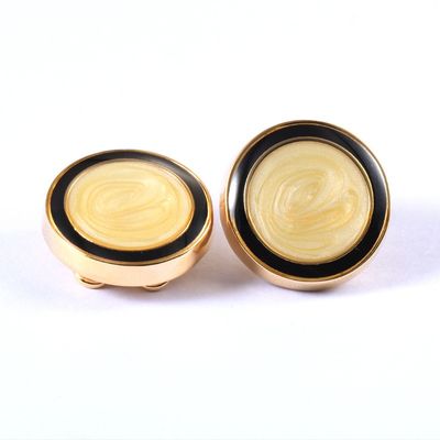 Coffee Epoxy Inlay Brass Button Cover Cufflinks Round For Men'S Normal Shirt