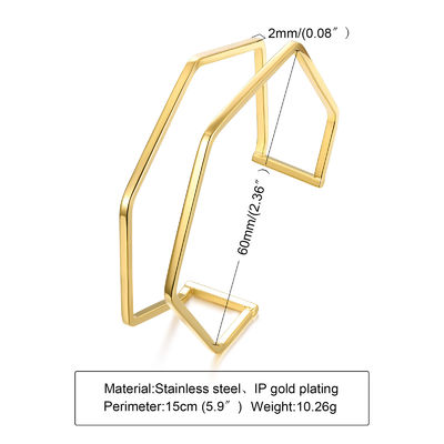 Geometric C Letter Open Cuff Bangle Bracelet Custom For Men Women