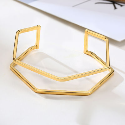 Geometric C Letter Open Cuff Bangle Bracelet Custom For Men Women