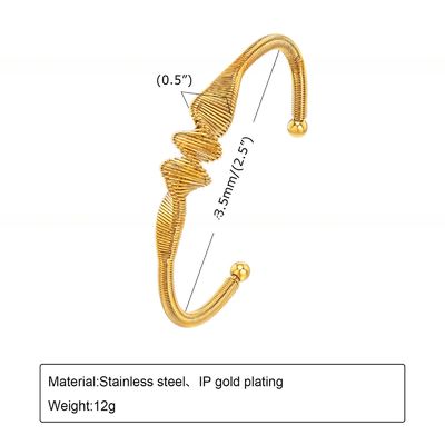 18K Gold Plated Stainless Steel Bangle Bracelets Spiral Adjustable For Women