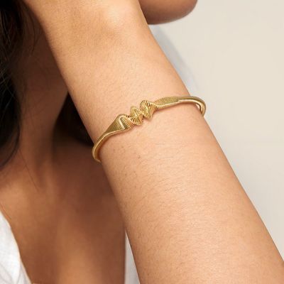 18K Gold Plated Stainless Steel Bangle Bracelets Spiral Adjustable For Women