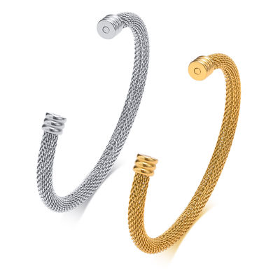 Gold Cuff Wrap Bracelet Open Wide Mesh Pattern Adjustable for Birthday Gift