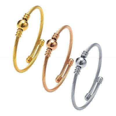 Stainless Steel Adult Gold Bracelet Bangle With Channel Setting Inlay