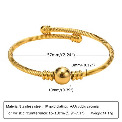 Stainless Steel Adult Gold Bracelet Bangle With Channel Setting Inlay