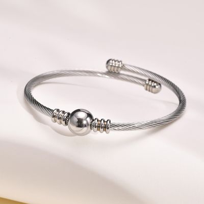 Stainless Steel Adult Gold Bracelet Bangle With Channel Setting Inlay