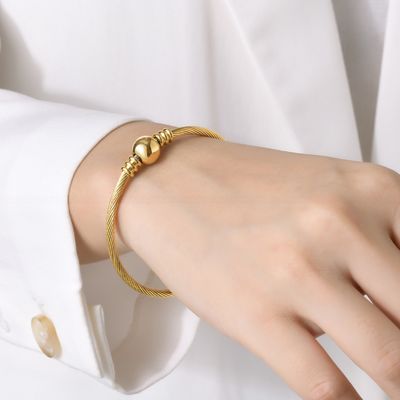 Stainless Steel Adult Gold Bracelet Bangle With Channel Setting Inlay