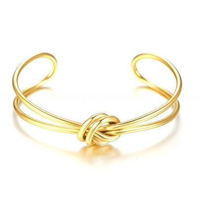 Geometric Gold Cuff Bangle Bracelet Thin 18K Gold Plated Handmade For Women