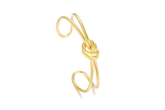 Geometric Gold Cuff Bangle Bracelet Thin 18K Gold Plated Handmade For Women