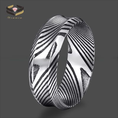 Black 8mm Damascus Steel Wedding Band Custom Made for Men and Women Invisible Setting Included Children's Gender Neutral