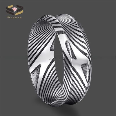 Black 8mm Damascus Steel Wedding Band Custom Made for Men and Women Invisible Setting Included Children's Gender Neutral