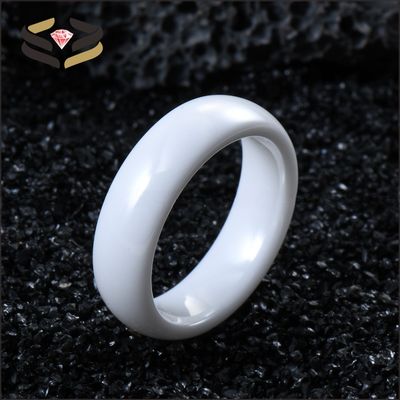 Dome Polished Wedding White Ceramic Ring Third Party Appraisal For Men Engagement