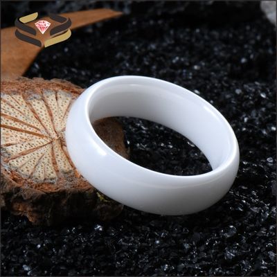 Dome Polished Wedding White Ceramic Ring Third Party Appraisal For Men Engagement