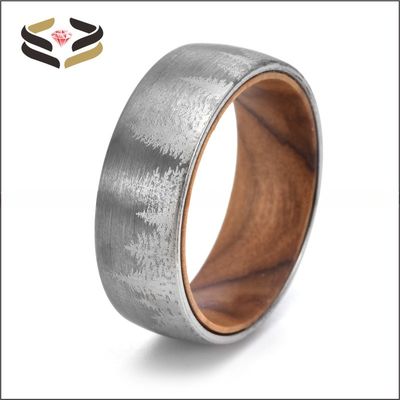 Men'S Forest Wood Ring Custom 8mm Wood Liner Third Party Appraisal Certificate