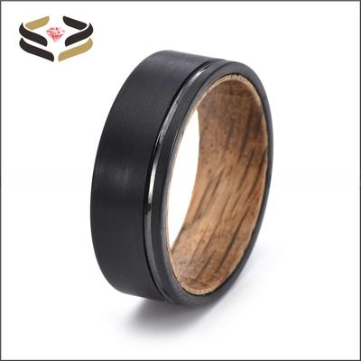 Third Party Appraisal 8mm Tungsten Rings Wood Liner Wedding Band Mens Wooden Ring for Benefit
