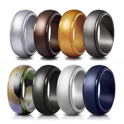 Sport Wedding Silicone Ring 8mm Step Edge Breathable For Men
