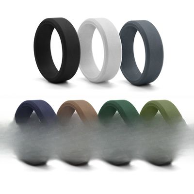 8mm Beveled Edges Mens' Rubber Wedding Engagement Bands for Crossfit Workout Shape pattern Geometric