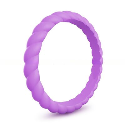 3mm Thin Braided Wedding Silicone Ring Thin Stackable for Women