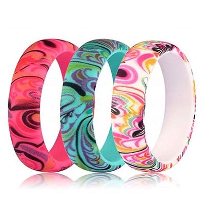 Women Paisley Engagement Silicone Rings Breathable 5.7mm Third Party Appraisal