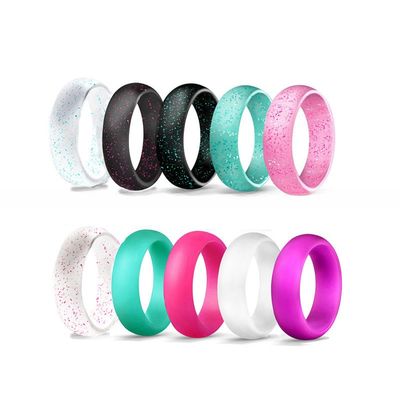 Breathable Fashion Unisex Silicone Wedding Rings 5.7mm Wide in Variety of Colors Geometric Shape for Anniversary
