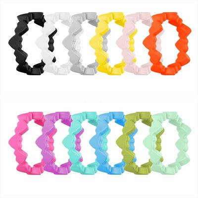 Women's Thin Heart Shape Silicone Wedding Bands 6mm Wide 2mm Thick