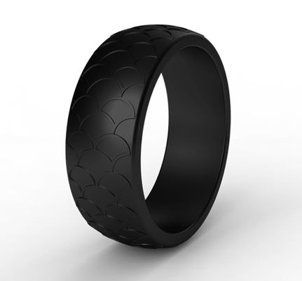 Men Silicone Wedding Ring Fish Scale Design Multi Colors 8.7mm Breathable