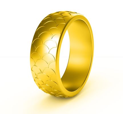 Men Silicone Wedding Ring Fish Scale Design Multi Colors 8.7mm Breathable