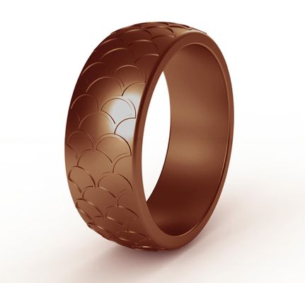 Men Silicone Wedding Ring Fish Scale Design Multi Colors 8.7mm Breathable