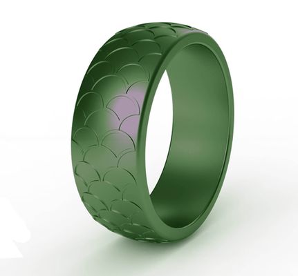 Men Silicone Wedding Ring Fish Scale Design Multi Colors 8.7mm Breathable