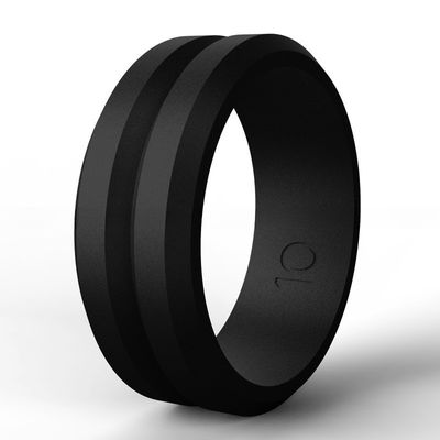 Unisex Silicone Rubber Rings 8mm Grooved for Wedding Engagement
