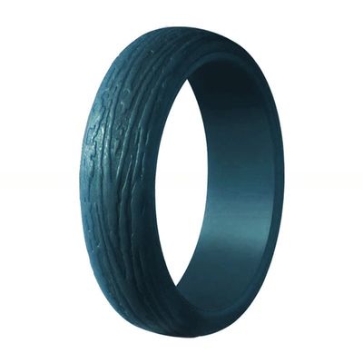 Convex Bark Texture Workout Silicone Rings Channel Setting Inlay Silicone Wedding Bands For Her