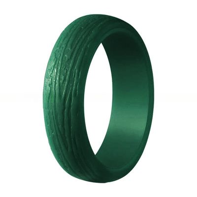 Convex Bark Texture Workout Silicone Rings Channel Setting Inlay Silicone Wedding Bands For Her