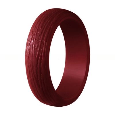 Convex Bark Texture Workout Silicone Rings Channel Setting Inlay Silicone Wedding Bands For Her
